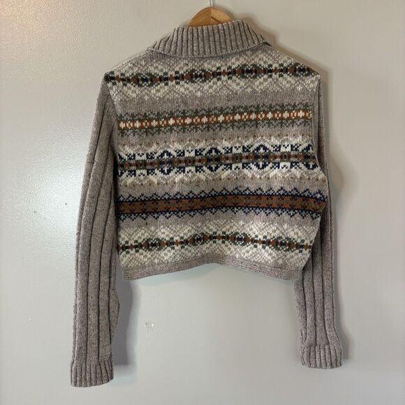 Unlimited Quest Full Zip Wool Blend Sweater Cardigan Beige Nordic Women's Medium - Picture 4 of 7